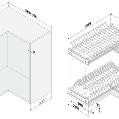 BOYARD.Хромированная сушка из проволоки в угловую базу SU10/600x600